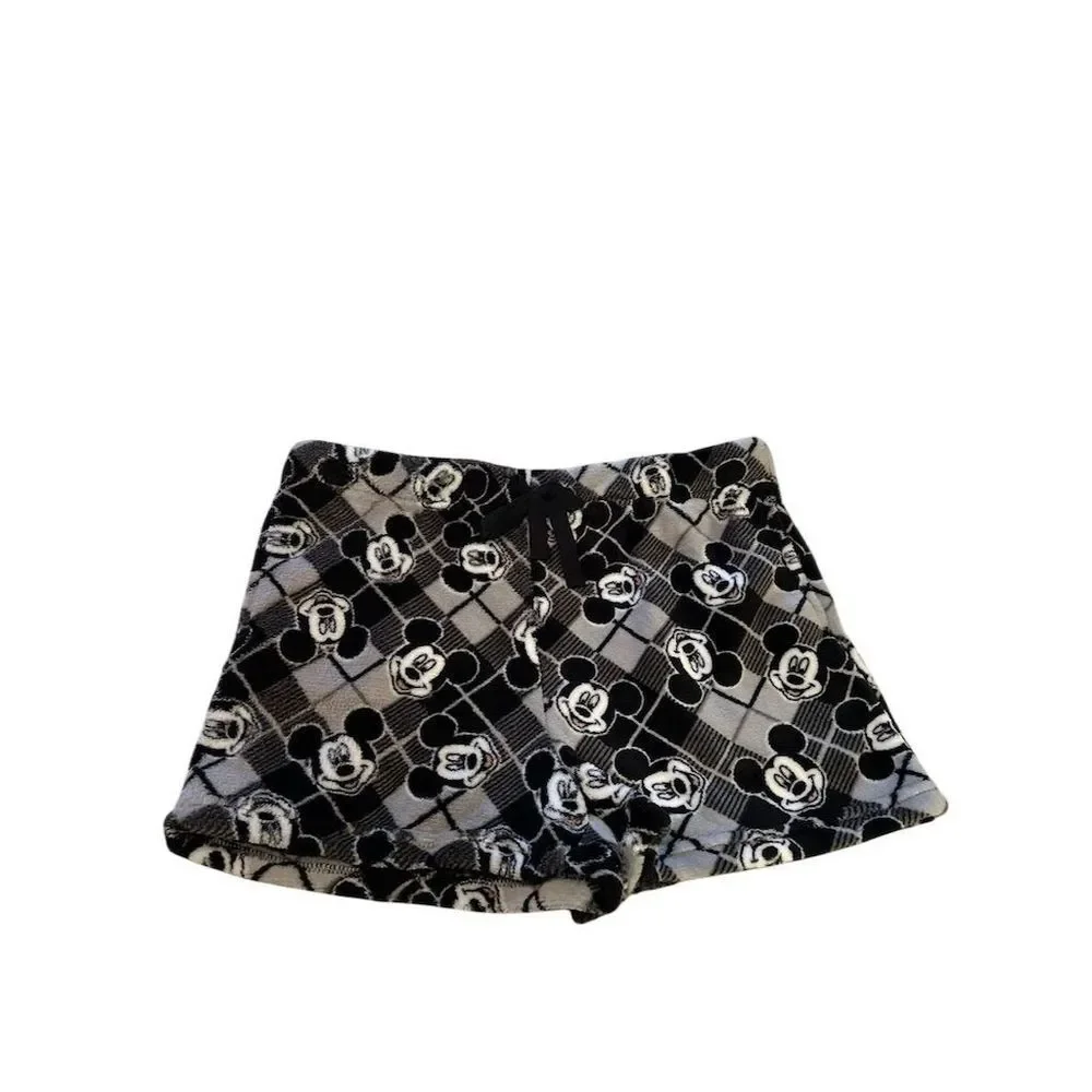 Disney Mickey Mouse Women's Plaid Sleep Shorts Black Size M fuzzy comfy core NWT - Picture 7 of 16